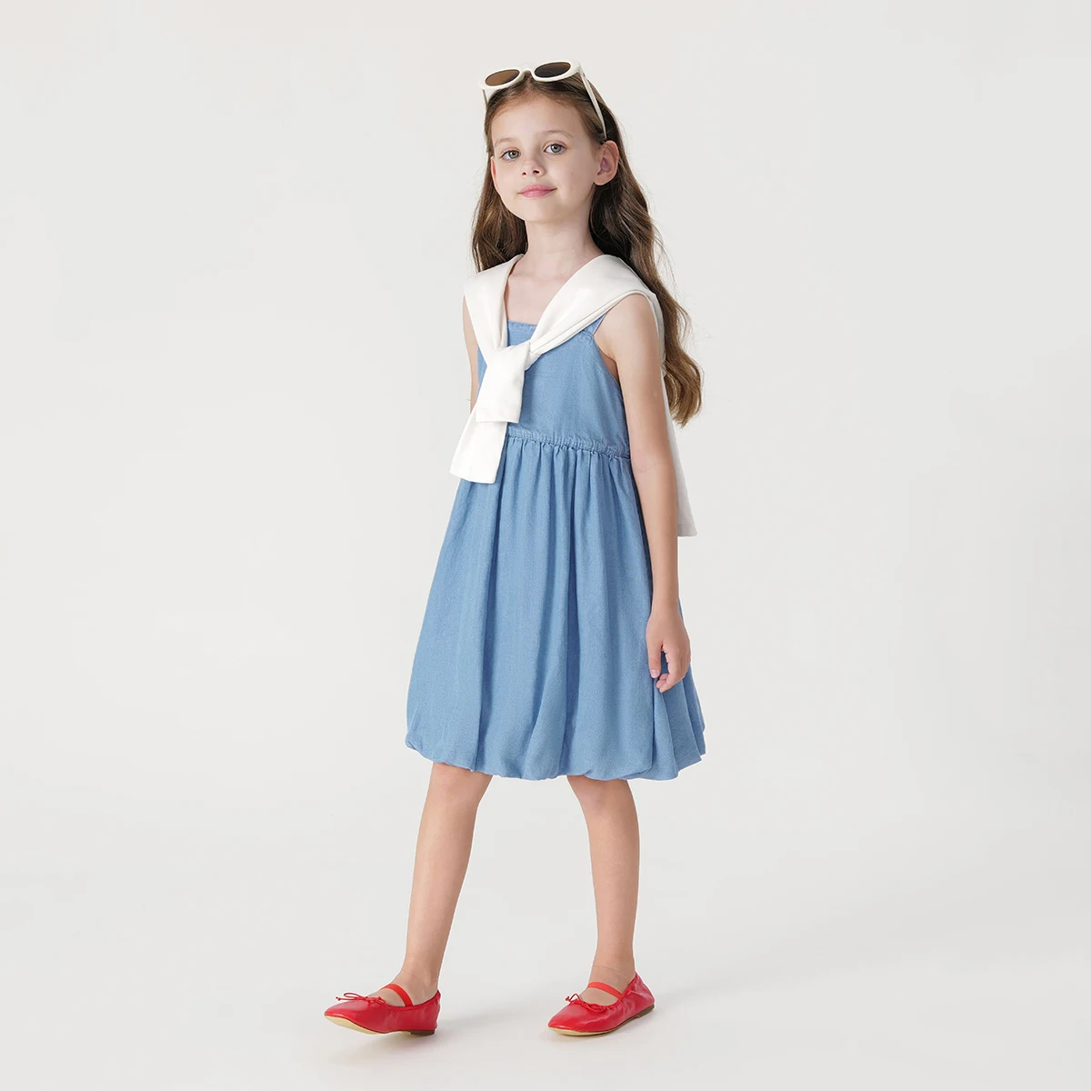 

MARC&JANIE Girls Breathable Lyocell Denim Suspenders Dress for Summer 240660