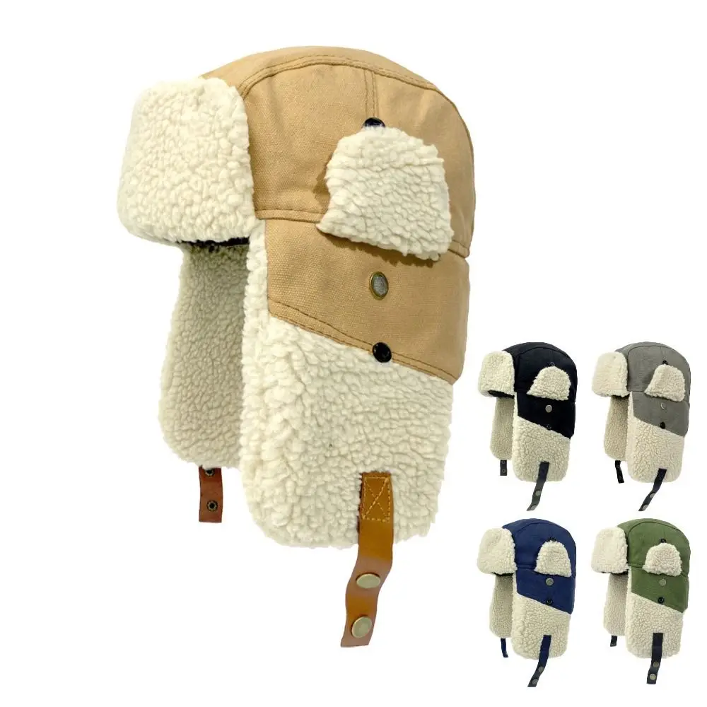 

Lamb Wool Pilot Hat Lei Feng Hat Cold Protection Adjustable Cycling And Skiing Hat Warm Windproof Ear Protection Hat Motorcycle