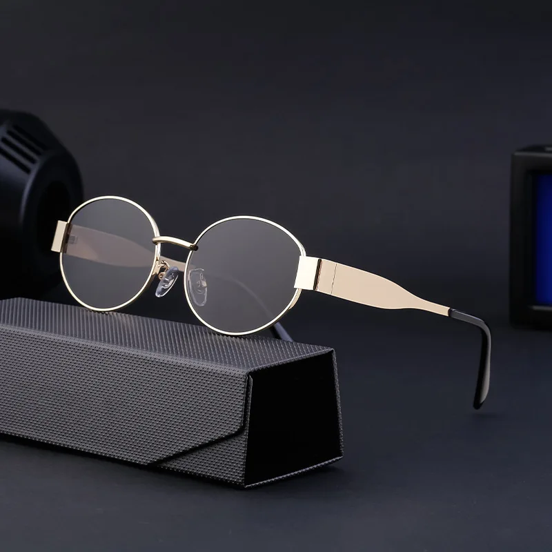 

New Oval Sunglasses for Women Men Trendy Metal Frame Sun Glasses Classic Shades