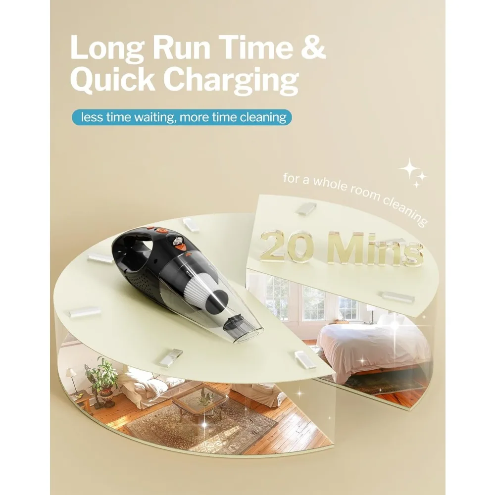 필터 2개가 포함된 휴대용 진공 무선, 고속 충전 기술이 적용된 차량용 진공 청소기 고출력, 휴대용 충전식 미니 진공