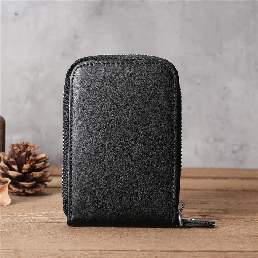 Multi Card Holder Wallet With ID Window Men Genuine Leather Driver License Coin Purse Vintage Cowhide Leather Credit Card Holder