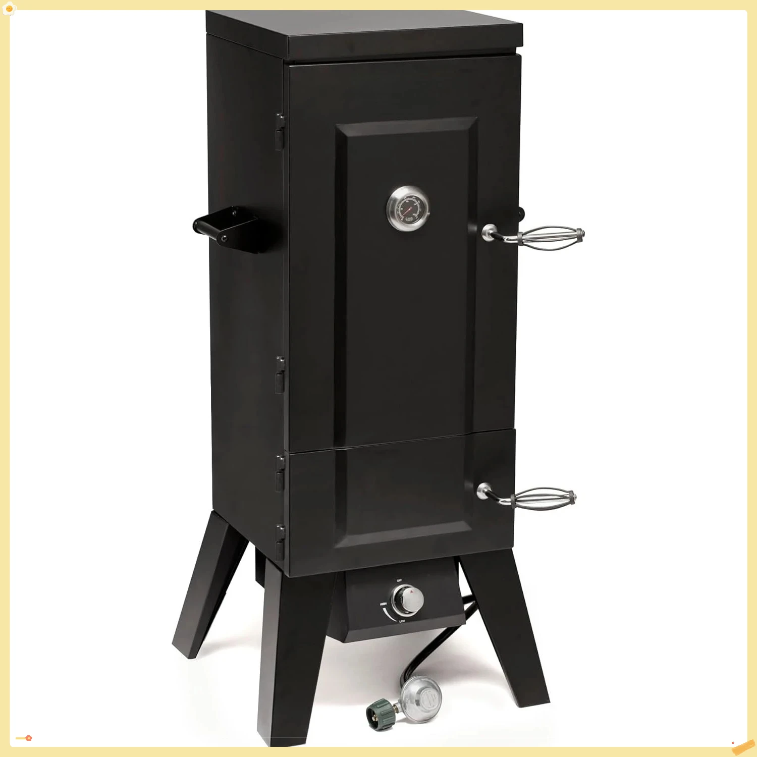 

Вертикальная курильница на пропане, 36 дюймов, 4 съемных стеллажа, просторная курильница для барбекю с подносами для дерева и воды, тепло 15 000 БТЕ