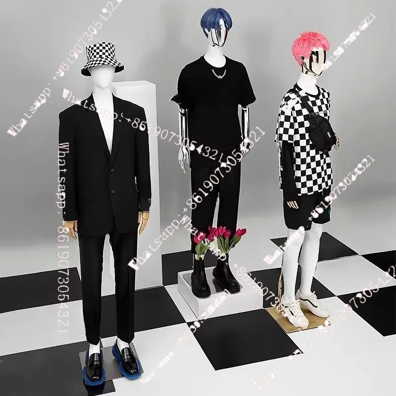 Clothing model electroplating face full body platform display stand window props fashion versatile men's clothing display dress