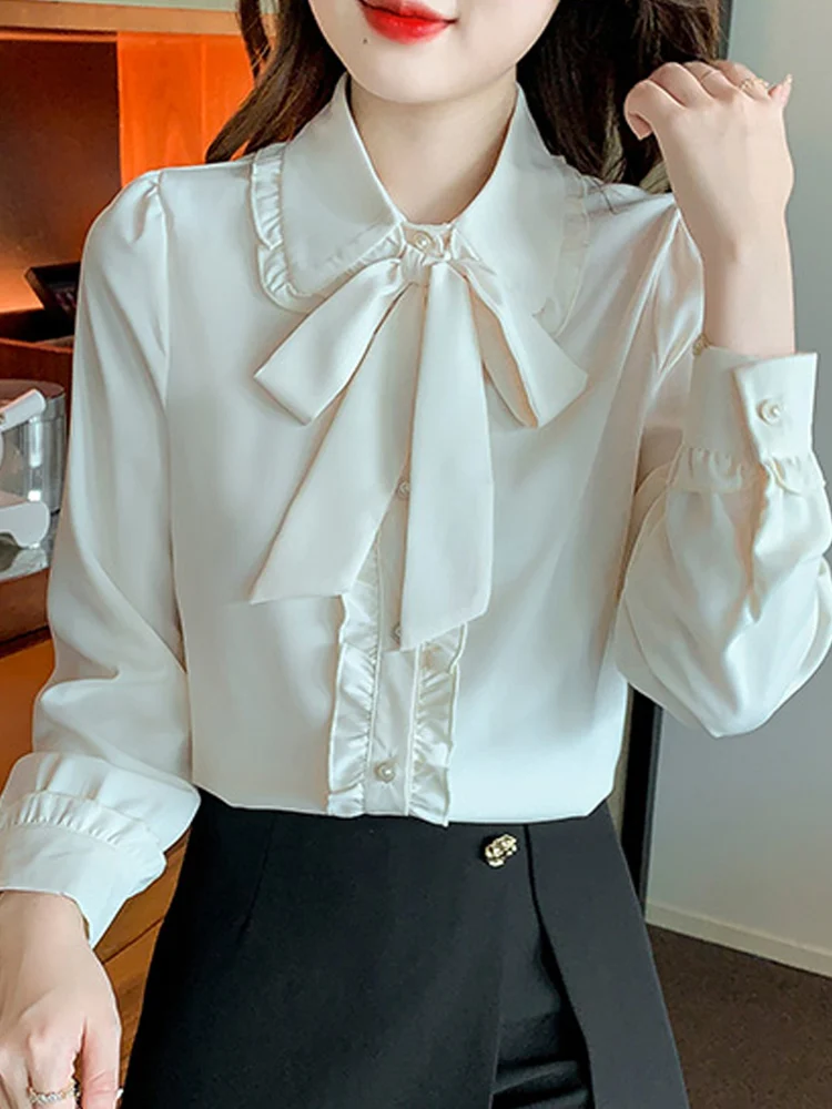 

Long Sleeve Blouse Women Chiffon Blouse Shirt Tops Women Blusas Mujer De Moda 2024 Blouses Femme Camisas Blusa Feminina F514