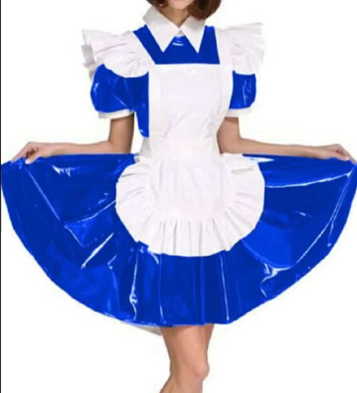 New Hot Selling Sissy PVC Dress Multi Color Flipped Tie Apron Maid Dresser Party Daily Unisex Dress Role Playing Costume Customi