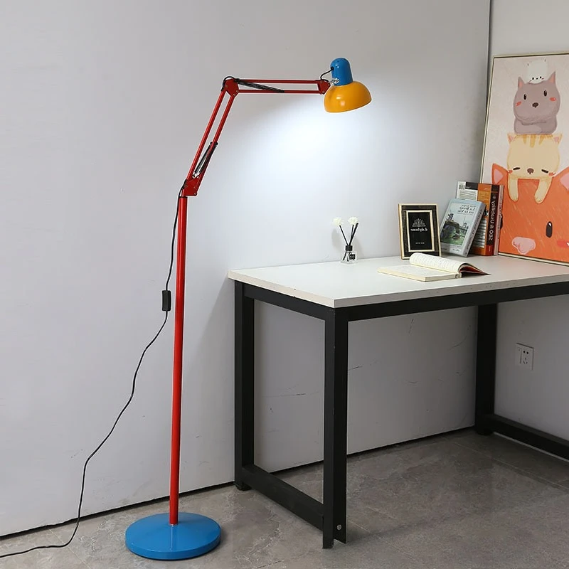 Memphis Colorful Wrought Iron Rocker Arm Floor Lamps Moden Living Room Bedroom Restaurant Office Eye Protection Standing Lights