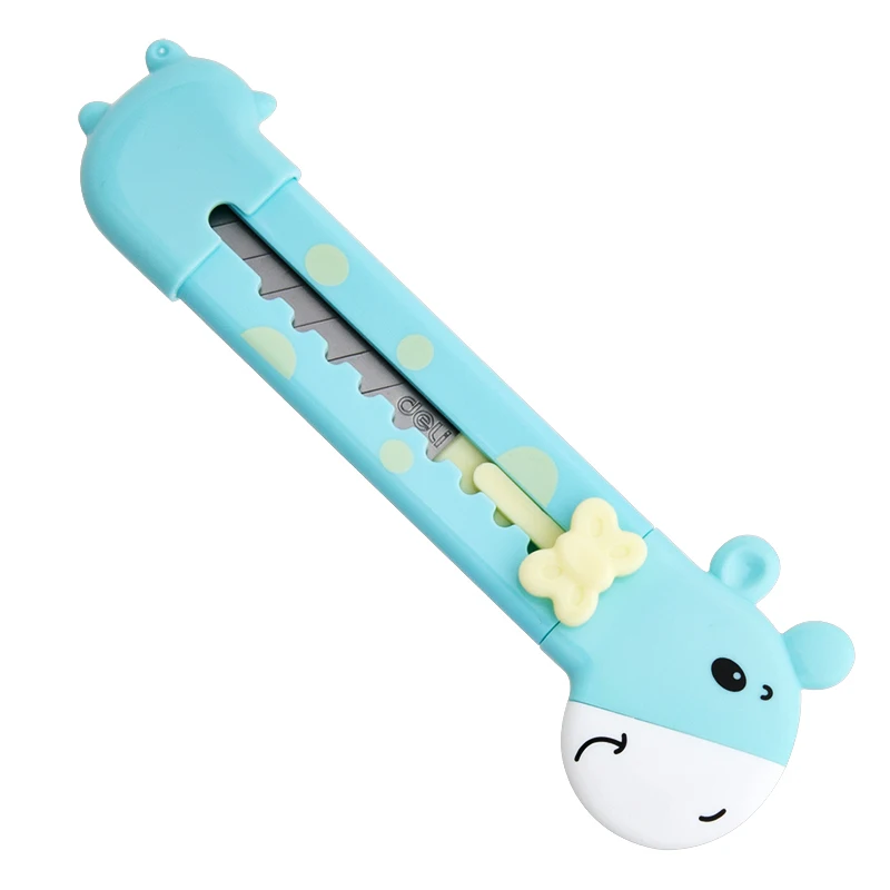 Deli 1-3p Kawaii Mini Pocket Giraffe Art Utility Knife Express Box Knife Paper Cutter Craft Wrapping Refillable Blade Stationery