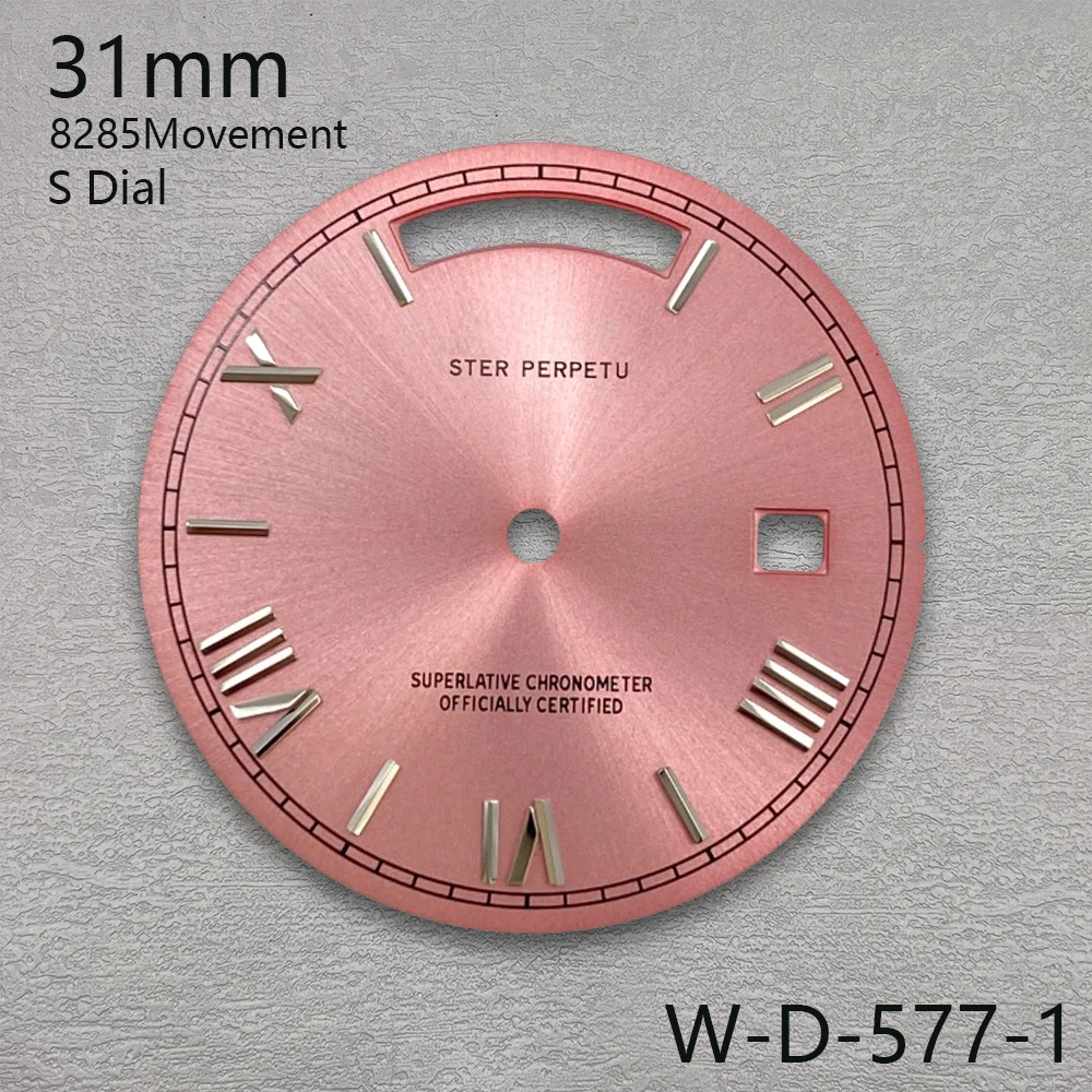 31mm S Logo Dial Day And Date Roman Numerals Sunray Dial Suitable For 8285 Movement High Quality Watch Modification Accessories