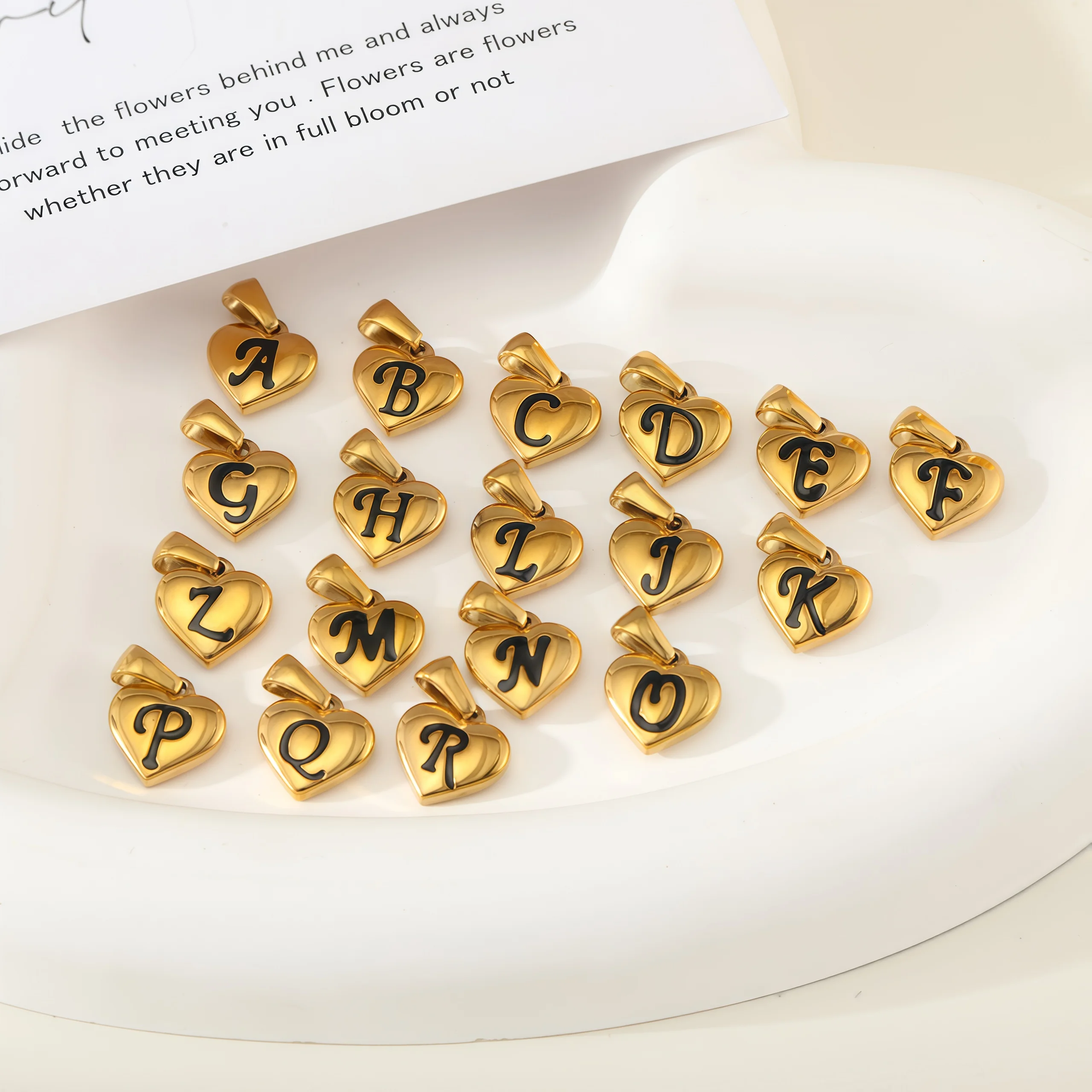 

HIYEE 10Pcs Customizable Heart Initial Charms – Gold Tone Pendant for Jewelry Making, Necklaces, Bracelets – 26 Letters