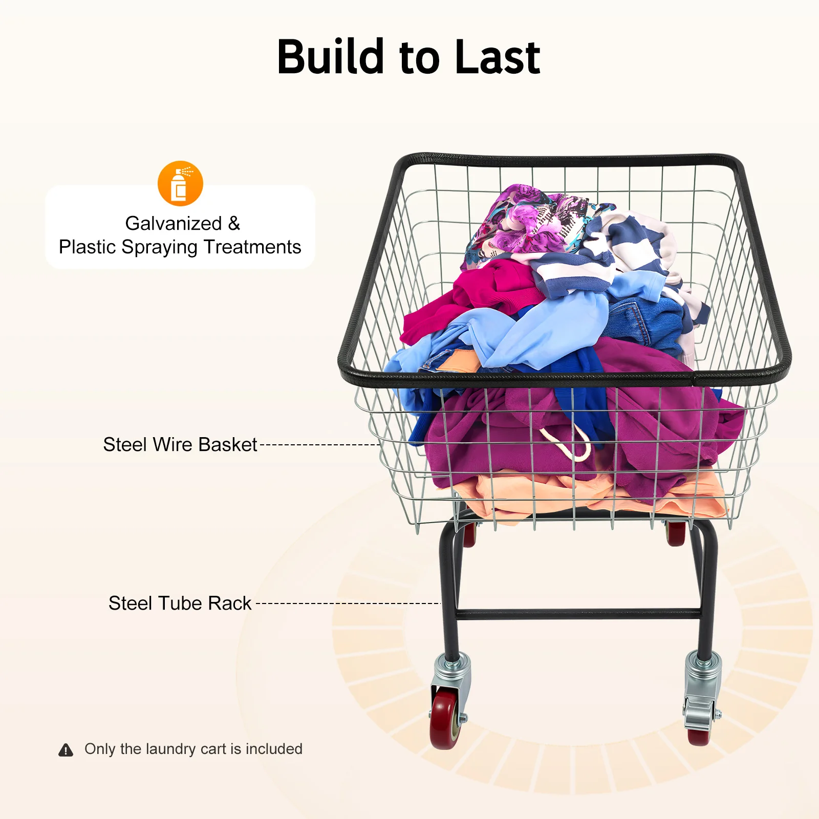 Heavy Duty Rolling Laundry Cart with Wheels, 50kg Load Capacity, Steel Wire Basket for Home Hotel Bathroom Commercial Use, Multipurpose Storage Organizer for Clothes Toys Books, Black/Red/Silver