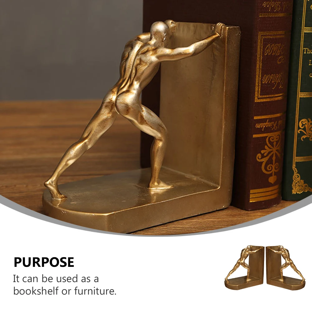 

1Pair Creative Resin Bookends Decorative Furniture for Bookshelf Vertical Organizer in Study Room Library Resin Decor