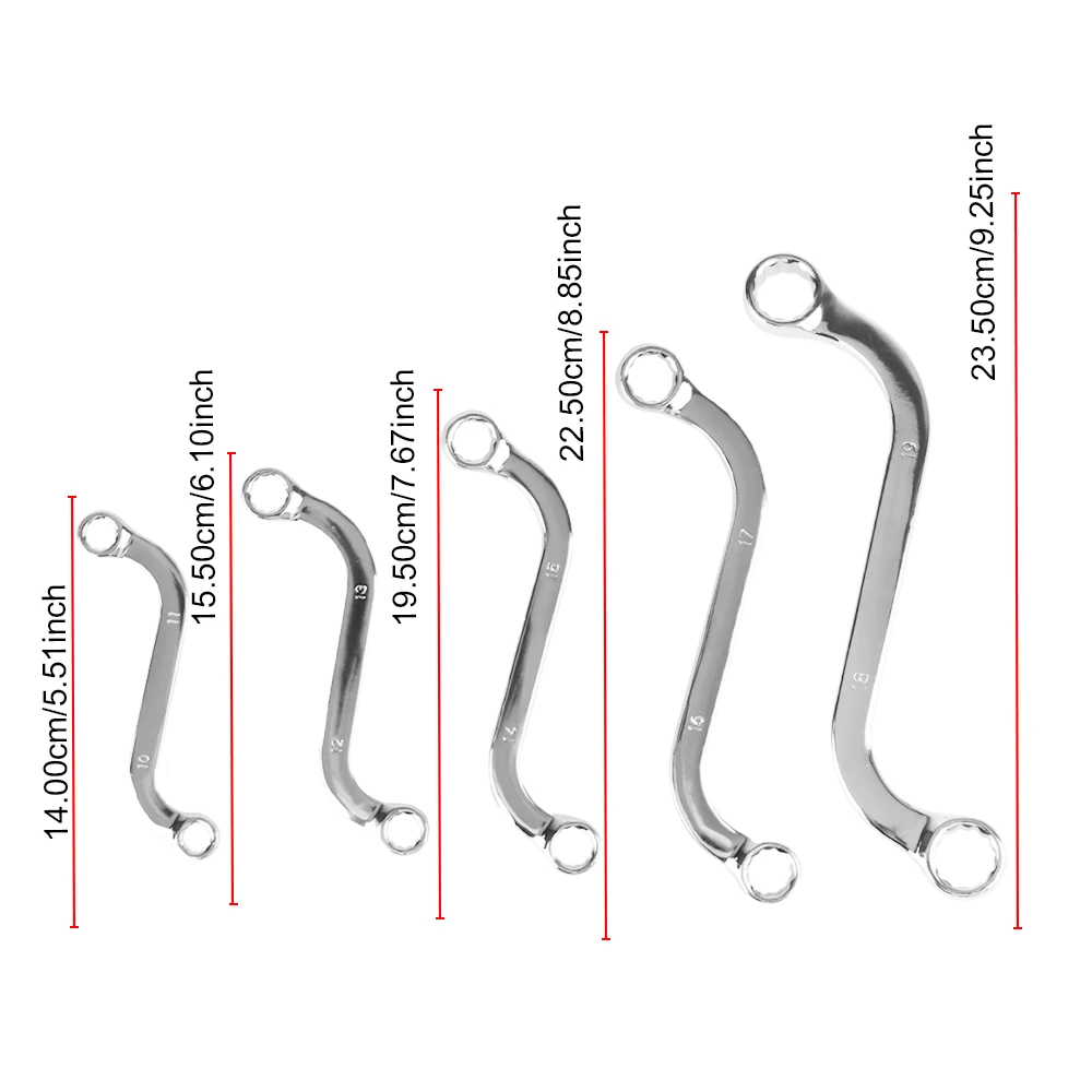 5-piece double-headed Chrome Vanadium Steel Metric S-type wrench 10-19MM 12-point socket practical S-type wrench set