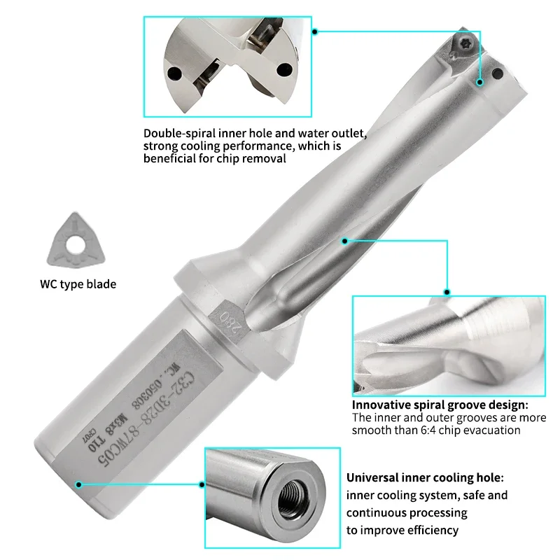 WC Serie Indexeerbare boor U boor 10mm-50mm 2D 3D 4D 5D Bites WCMX WCMT Insert metalen Boren Machines Draaibank CNC koeling