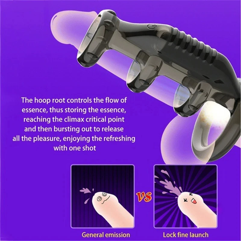 Male Ejaculation Delay Cock Sleeve Penis Vibrating Ring Strap Dildo G spot Stimulator Vibrator Dick Enlargement Extender for men