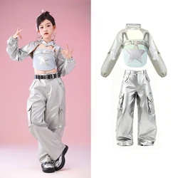 Hip-Hop Dance Clothes Reflective Rave Outfit Girl Sets Jazz Dancewear Festival Crop Tops Cargo Pants Catwalk Show Costume DL8320