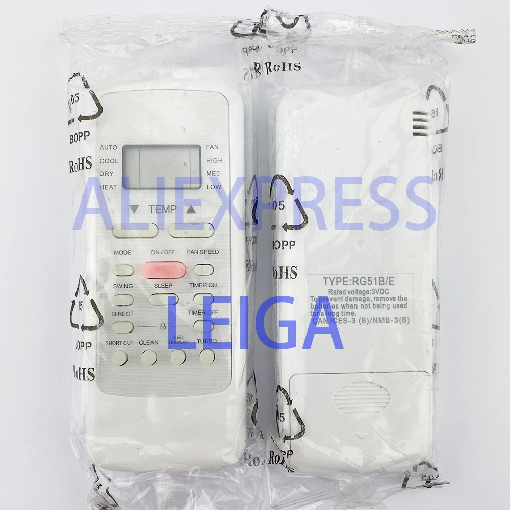 RG51BE การควบคุมระยะไกล RG51B RG51B/E (1)/EU1 RG51B(2)/E สำหรับเครื่องปรับอากาศ Midea BSH ARAY