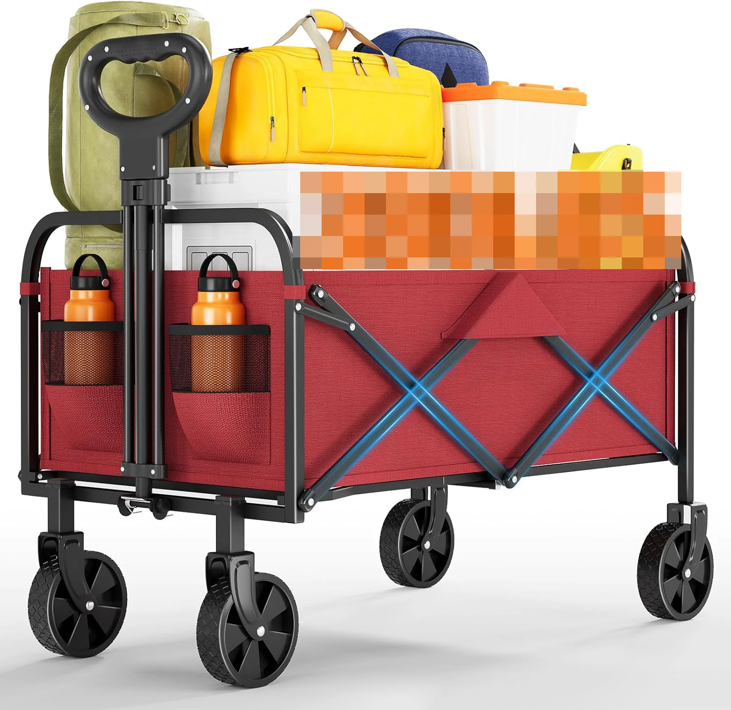 

Wagons Carts Foldable, Utility Collapsible Wagon with All-Terrain Wheels Adjustable Handle for Camping, Shopping, Garden