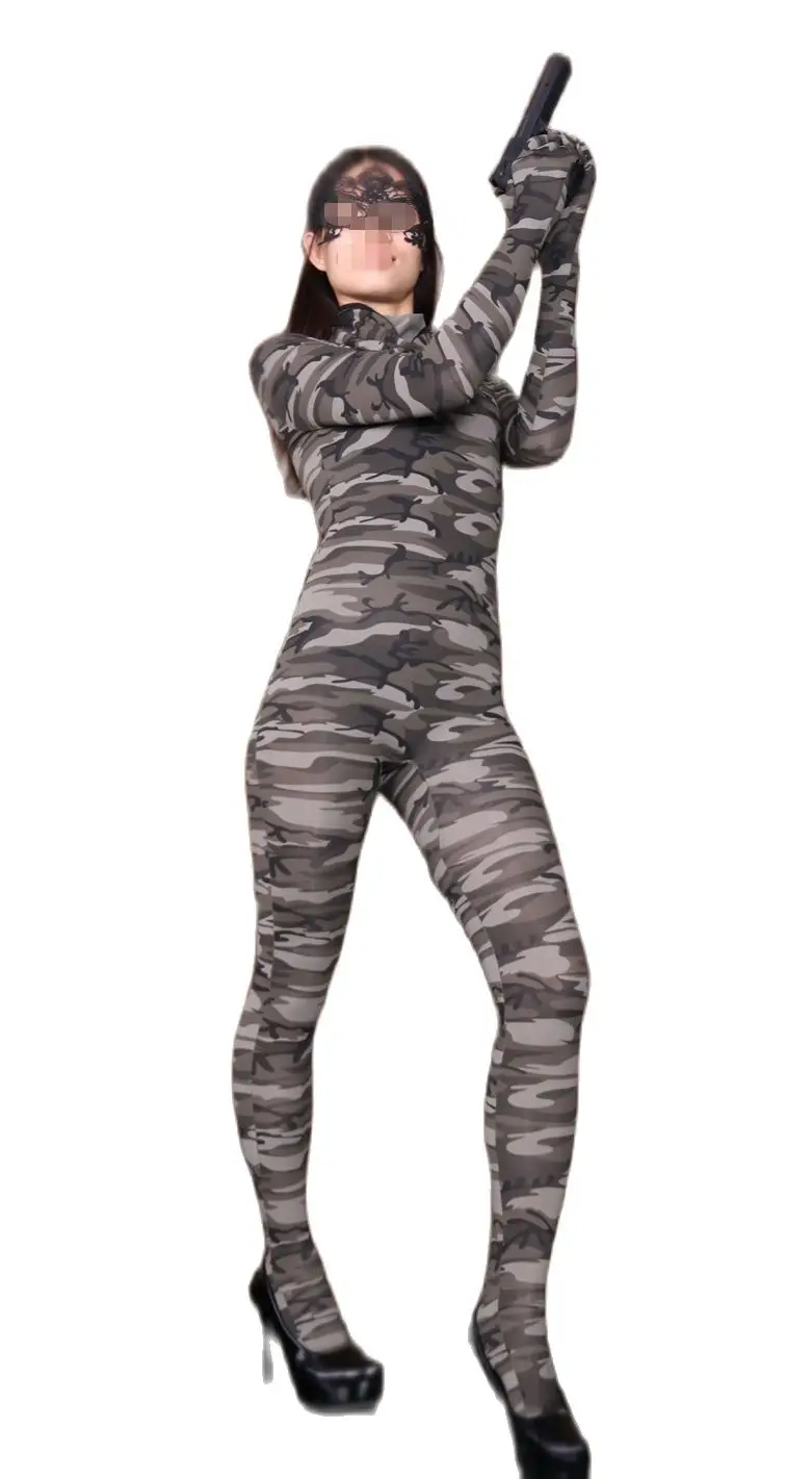 Halloween cosplay costume army green jumpsuit lycra&cotton full Bodysuit Zentai catsuit