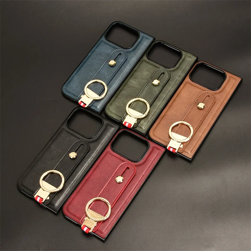 Luxury Wristband Leather Stand Case for Google Pixel 10 9 Pro Fold Cover Foldable With Ring Opener Hook Coque Fundas Capa