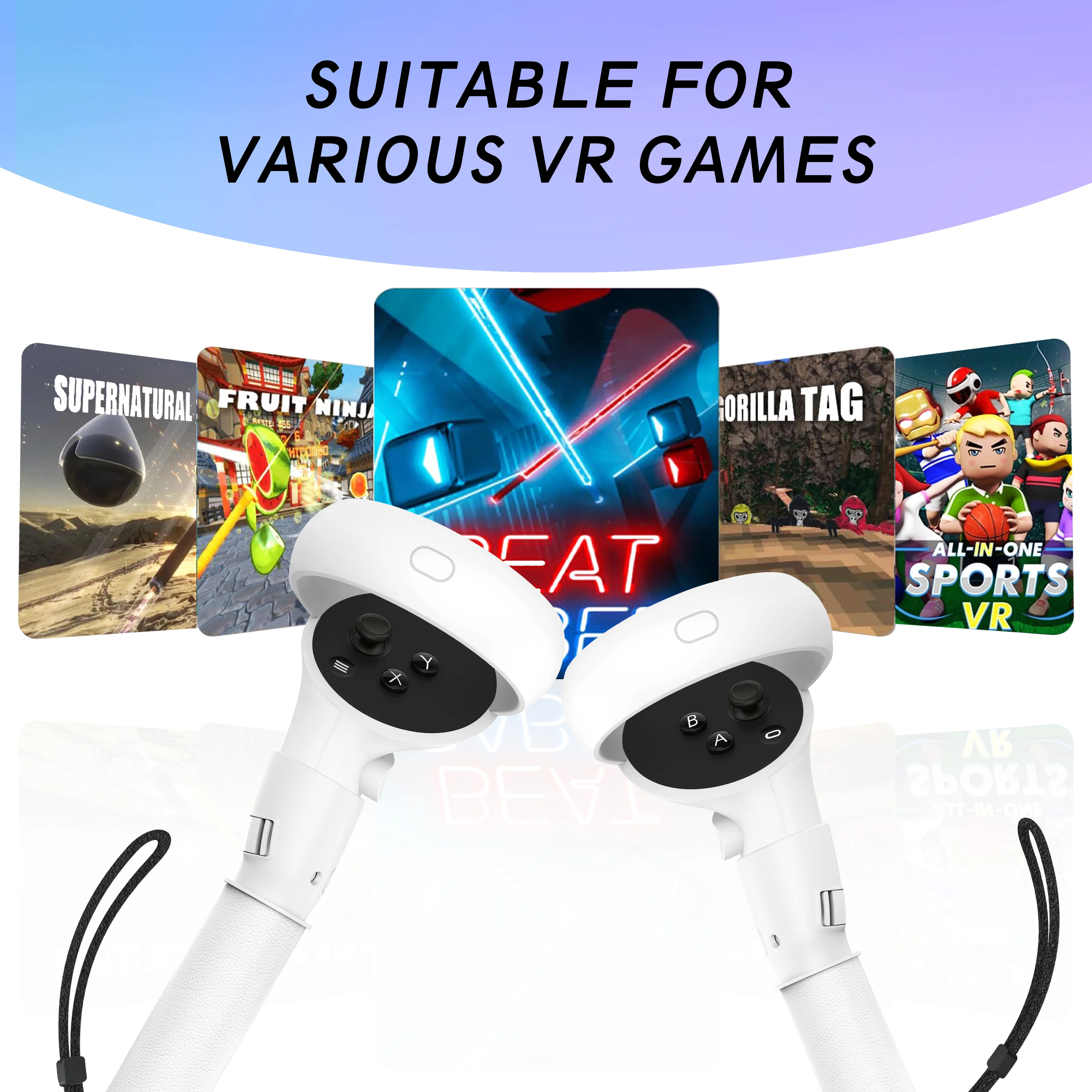 

Аксессуары для игровых ручек VR, совместимые с контроллерами Oculus Quest 2, удлинители с двумя ручками для Meta Quest 2