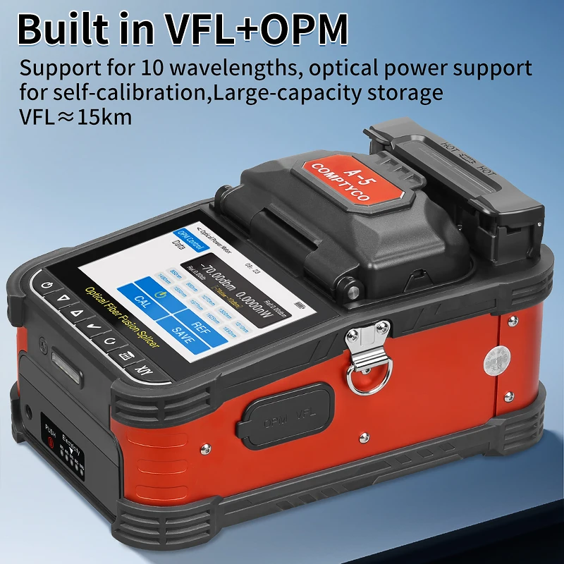 6 Motors A-5 Fiber Optic Fusion Splicer Hot Melt Machine 10 Languages Optical Fiber Core Splicing Machine Built-in VFL and OPM view 4