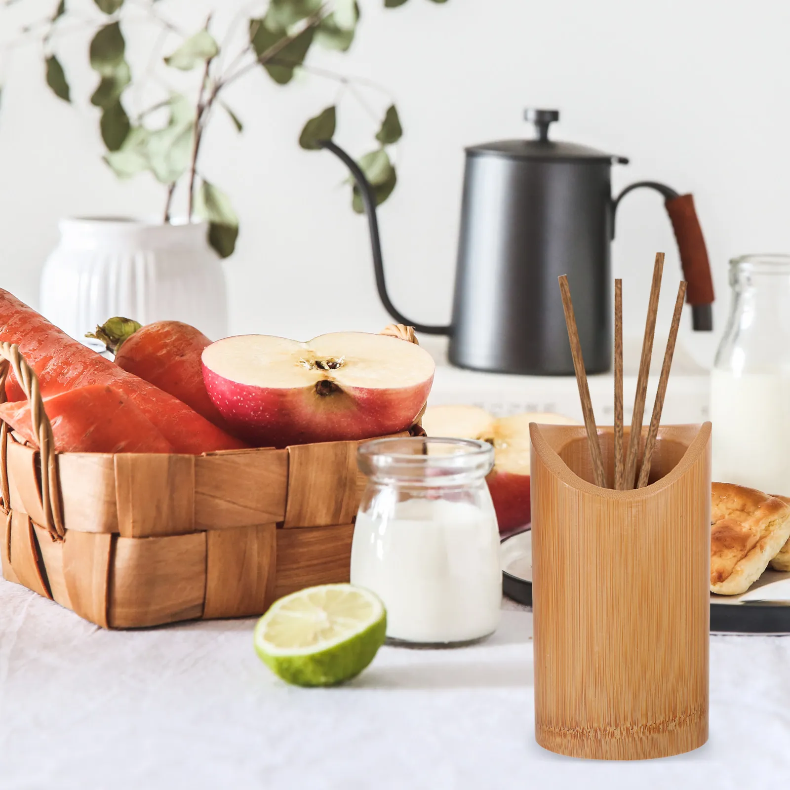 Bamboo Utensil Holder For Kitchen Counter Cutlery Storage Organizer Chopstick Container Supplies