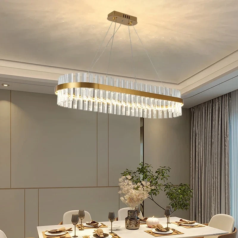 Modern Crystal Dining Table Light Luxury Ceiling Pendant Chandelier Hanging Living Room Lamps Home Decoration Luster Fixtures