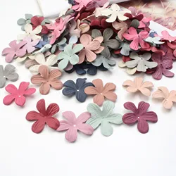 30pcs Fabric Embossing Velvet Leather Daisy Flower Petals For Wedding Party Home Decors Diy Head Clips Floral Crafts Ornaments