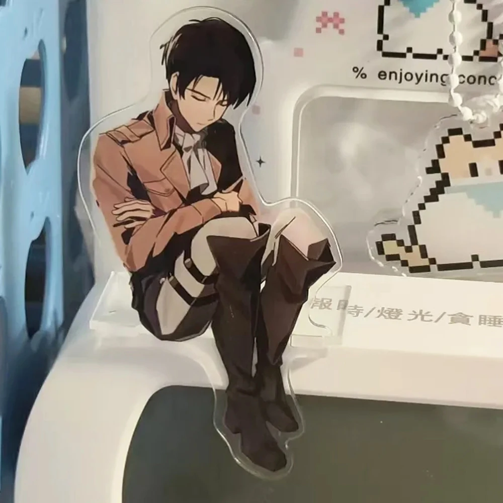 Anime Attack Levi Ackerman Cosplay Standing Plates Cartoon Figures Model Acrylic Stand Desk Decoration Xmas Ornament