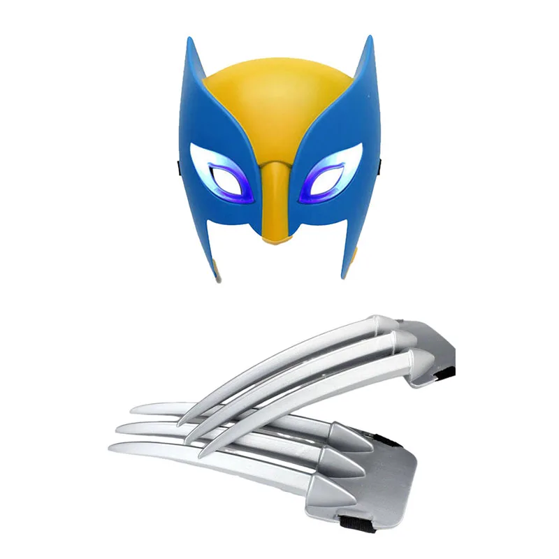 Boys Girls Wolverine Cosplay Plastic Wolf Claws Mask Cloak Super Hero Logan Weapons Cape Halloween Costume Christmas Gifts