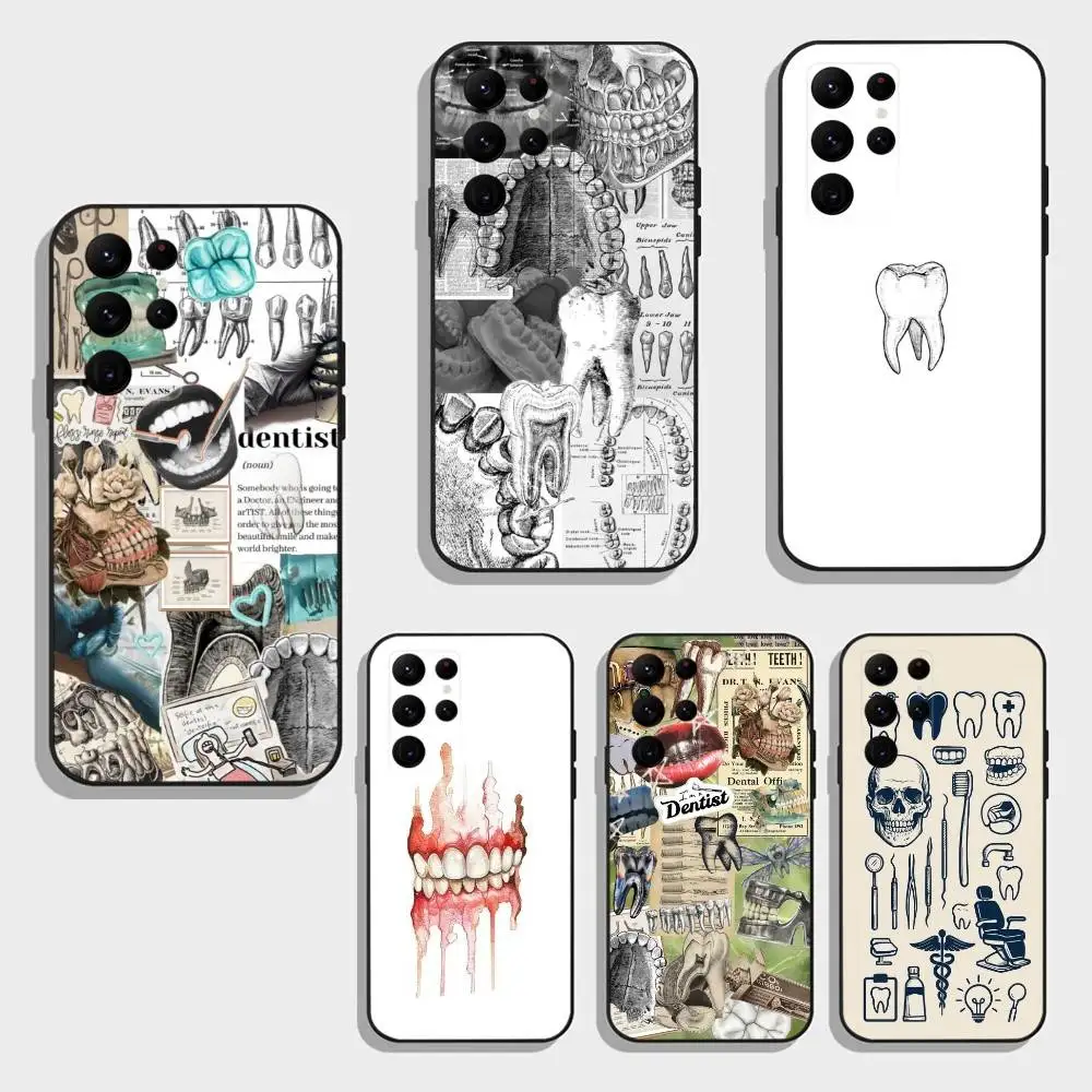 

D-Dentist Stomatologist Oral Teeth Phone Case For Samsung S25,S24,S21,S22,S23,S30,Ultra,S20,Plus,Fe,Note,5G Black Cover