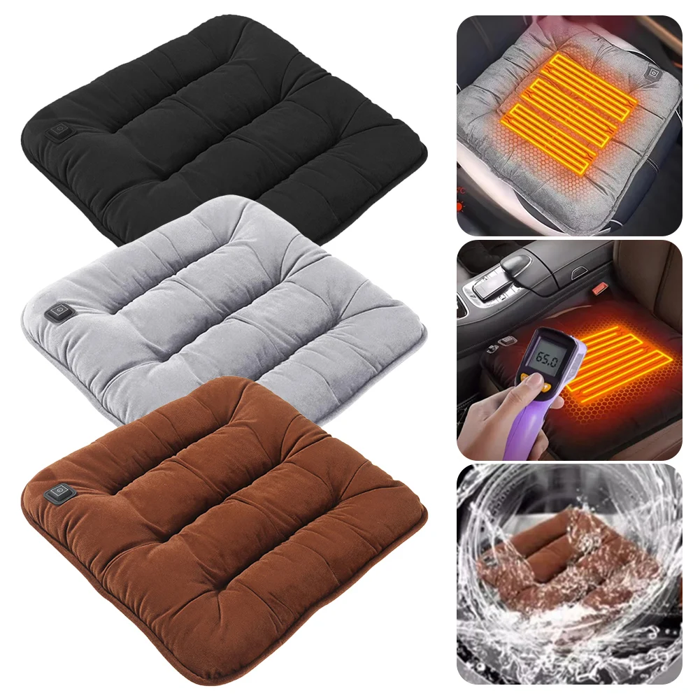 Car Heating Seat Cushion Graphene Winter Plush Seat Cushion With 3 Different Colors For Fast Heating