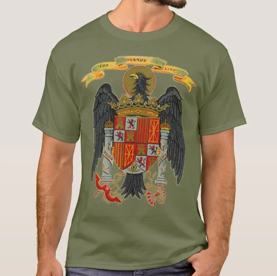 Vintage francisco espanhol imperial águia brasão camiseta 100% algodão o-pescoço manga curta verão casual masculino camiseta