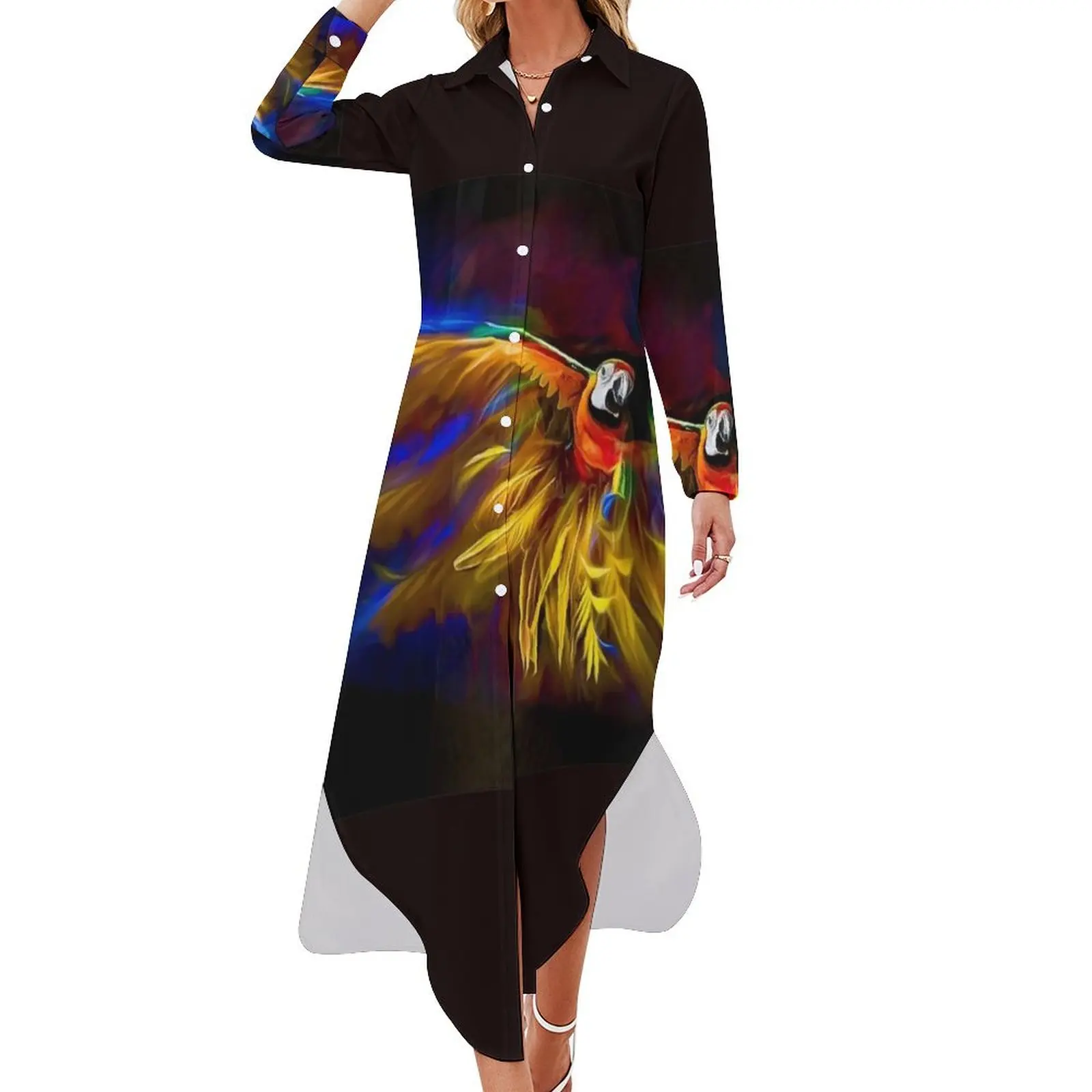 

The Mad Macaw Long Sleeved Shirt Dress Long dress woman women's luxury party dress