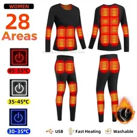 Winter Heated Underwear Suit 28 Areas USB Thermal Heating Moto Warm Cotton Pants Men Women for Outdoor Motorcycle Skiing