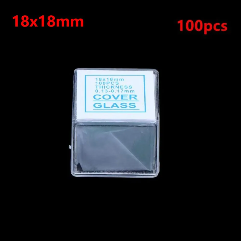 100Pcs Transparent Microscope Cover Glass Glass Square Rectangle Microscope Slides Coverslips 0.13-0.17mm Thickness Pre-Cleaned