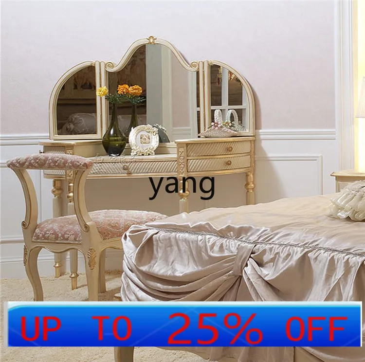 

Lcx bedroom light luxury solid wood small apartment dresser makeup table
