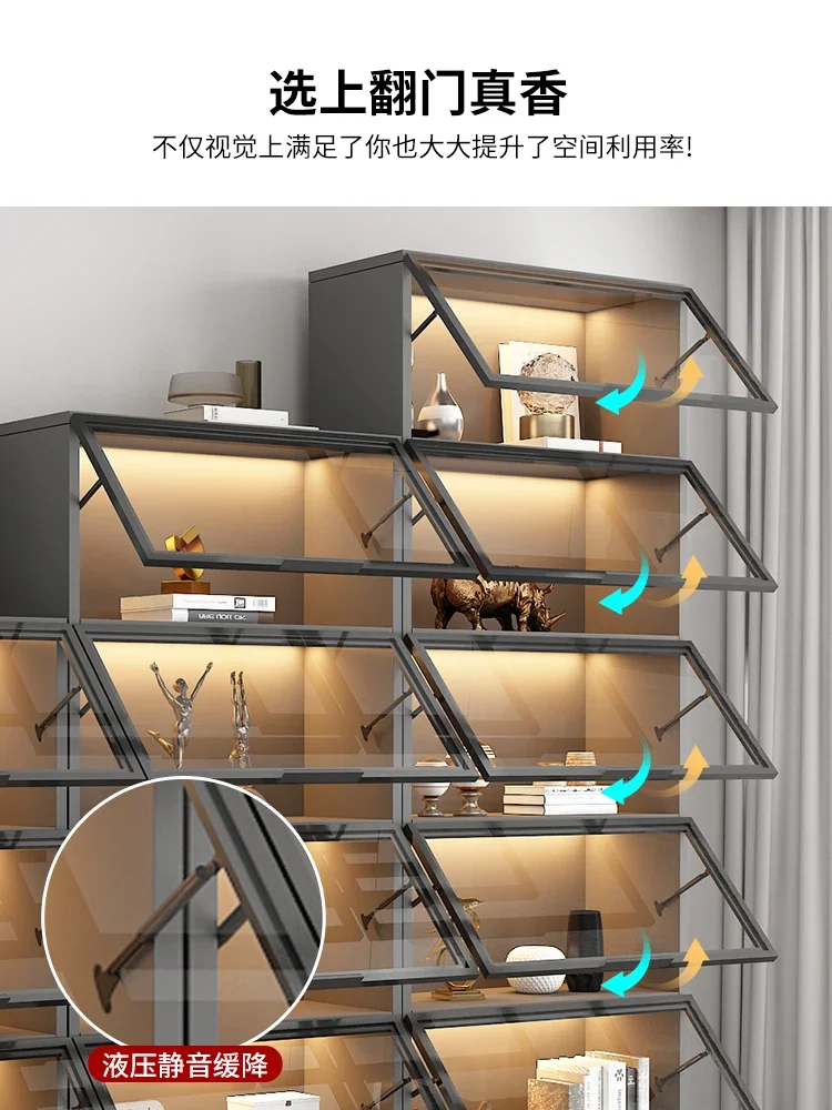 Free combination lattice bookcase with glass door living room bookshelf