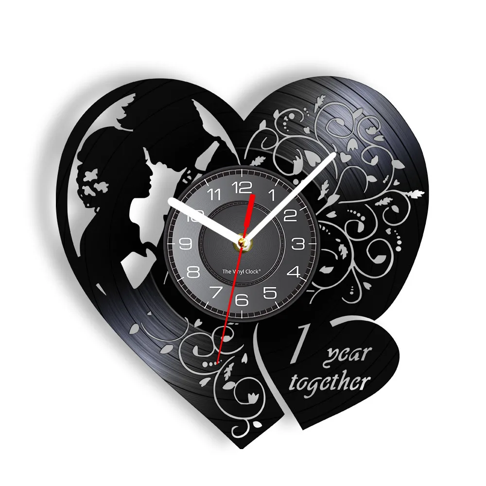 Personalized One Year Wedding Anniversary Wall Clock 1st Anniversary Dating Marriage Gift For Him Her Custom Home Decor Clock