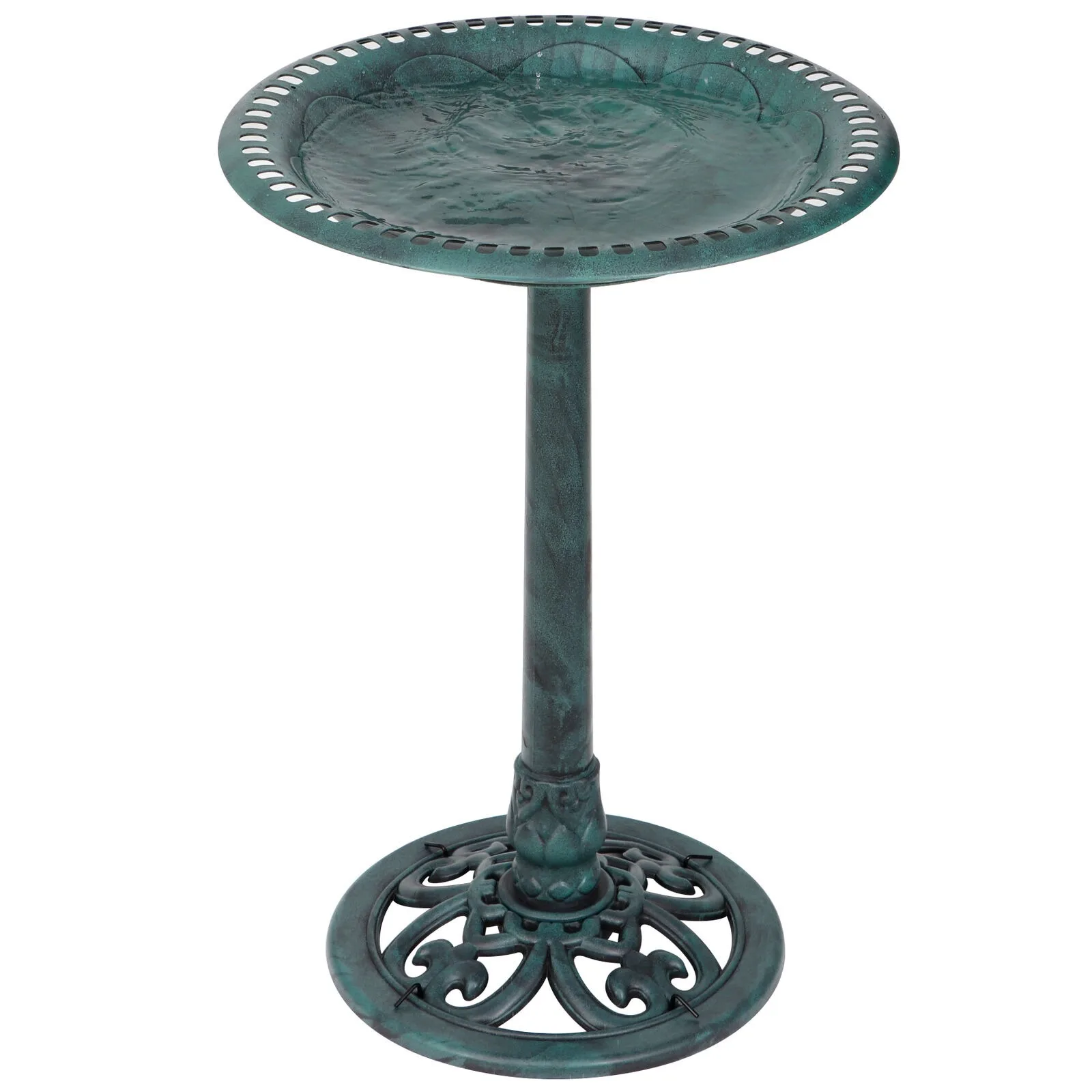 

Antique Birdbath Green Pedestal Decor Bird Bath 3L Capacity Outdoor Garden United States