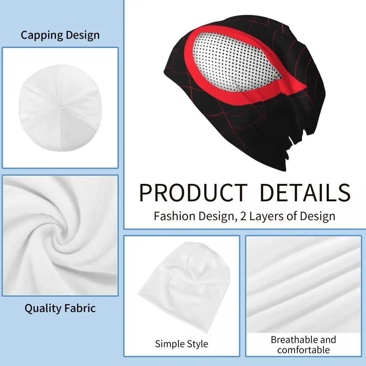 Miles Morales casquette bande dessinée super-héros Spider Spider-Man Hip Hop Ski Skullies bonnets chapeaux été chaud multifonction Bonnet