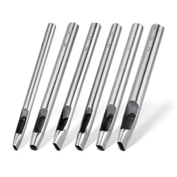 가죽 공예용 타원형 구멍 펀치, 중공 가죽 공예 핸드 펀칭 도구 키트, 6 가지 크기, 6mm-10mm