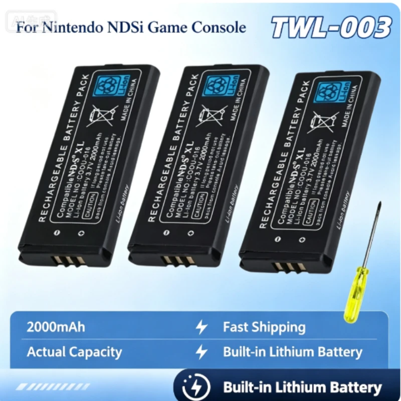 UTL-003 NDS XL Replacement Battery 3.7V 2000mAh for Nintendo Ndsi XL Controller Game Console Li-on Rechargeable Built-in Battery