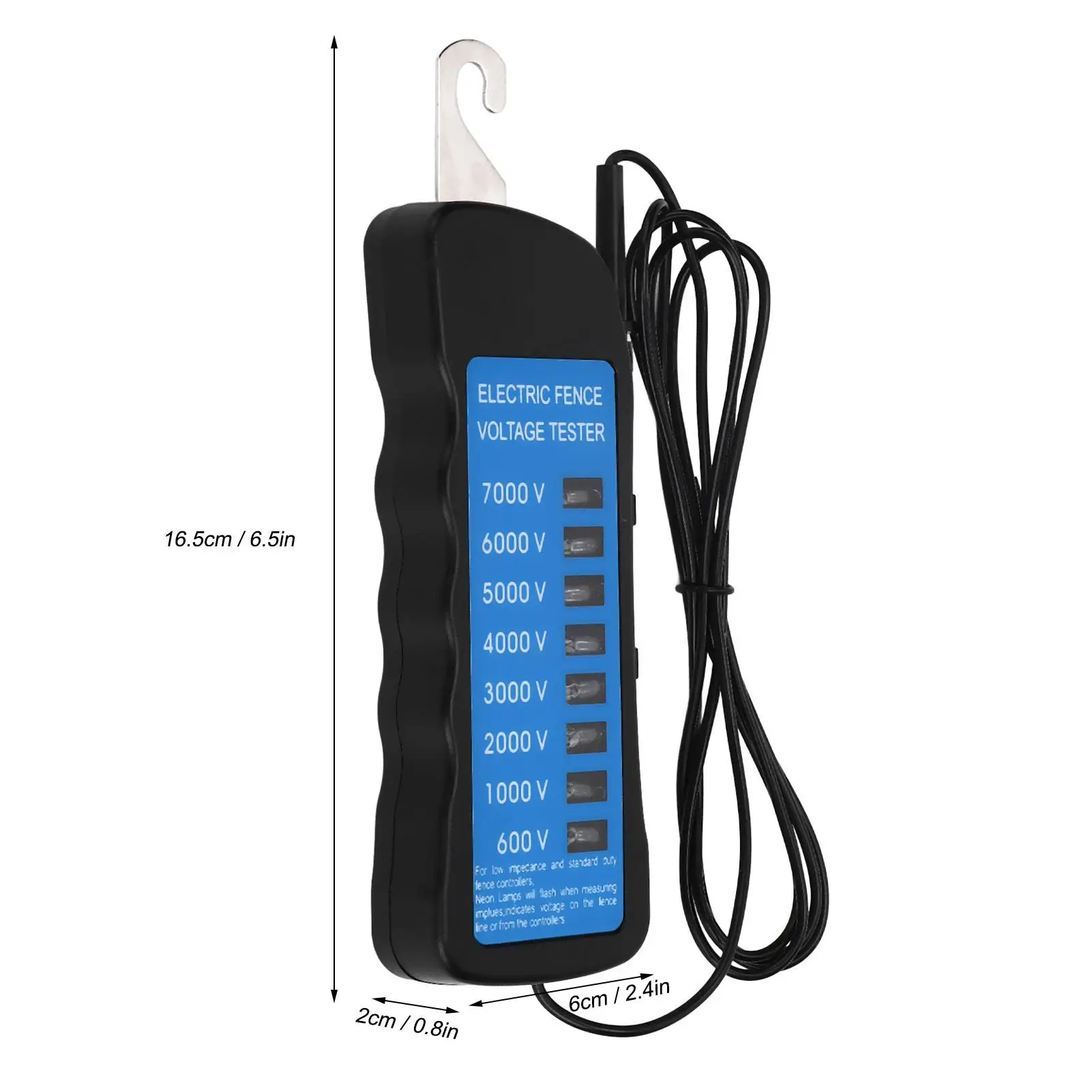 Cold Weather Resistant Fence Tester - ABS, 7KV Low Impedance Voltage Meter with 8 LED Indicators for farm Use