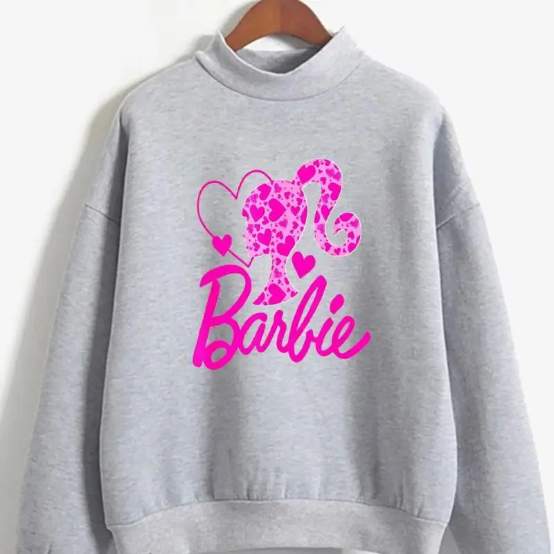 Kawaii Cartoon Anime Love Barbie Long-Sleeved T-Shirt New Candy Color Mid-Collar Sweatshirt Men's and Women's Sportswear