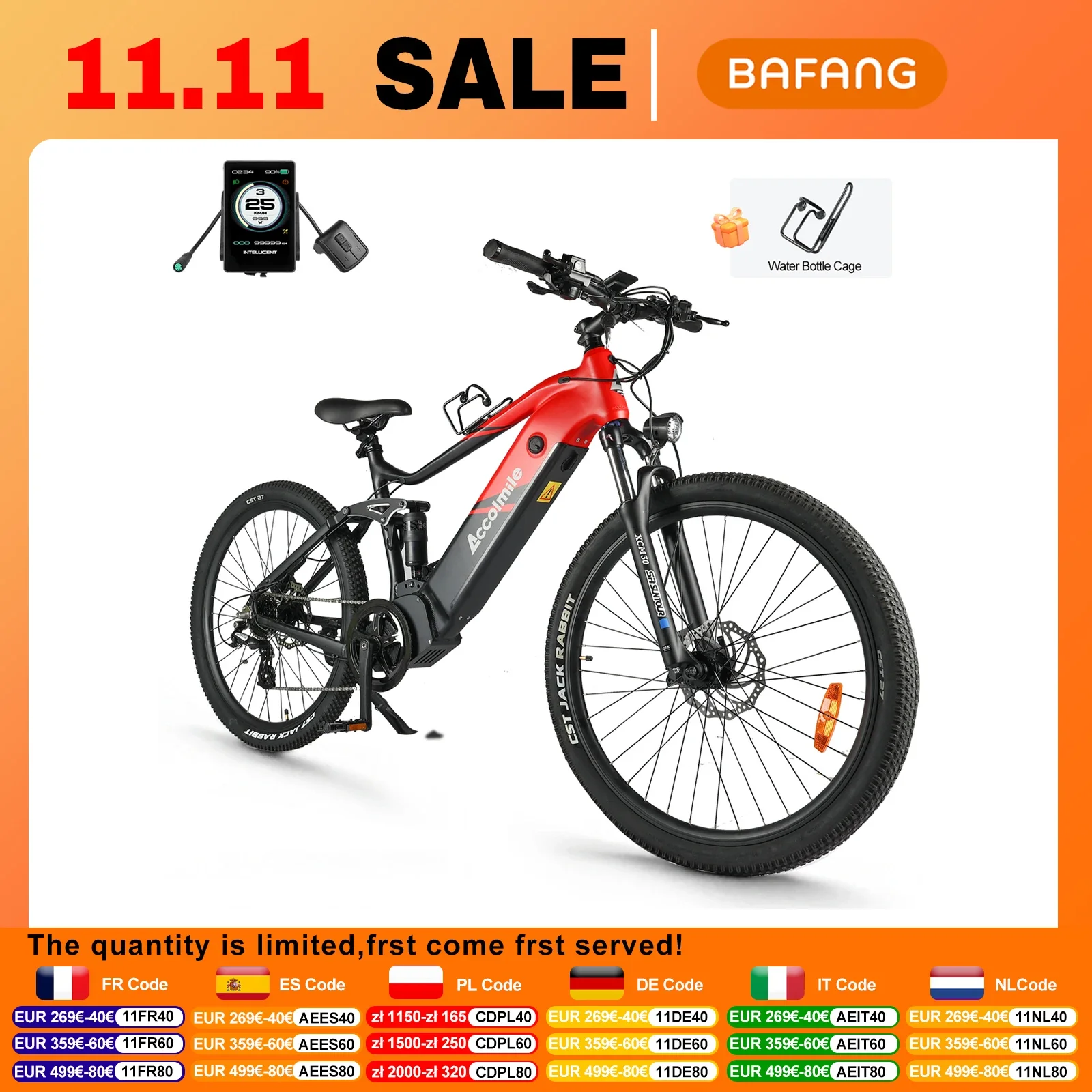 Accolmile Electric Mountain Bike Ebike Off-Road 960Wh Import Battery 48V 750W Cycling Bicycles 120km Mileage Mens Trekking MTB