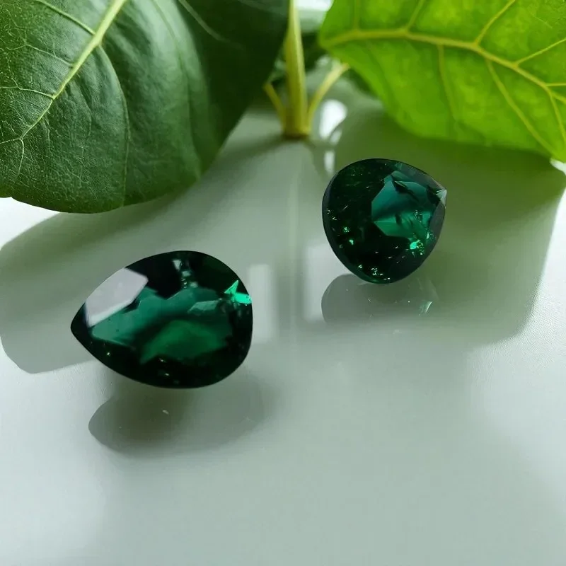 Lab Grown Zambian Emerald- Hydrothermal,Pear Shape  Hand-Cut, Selectable  Certificate For Jewelry Making