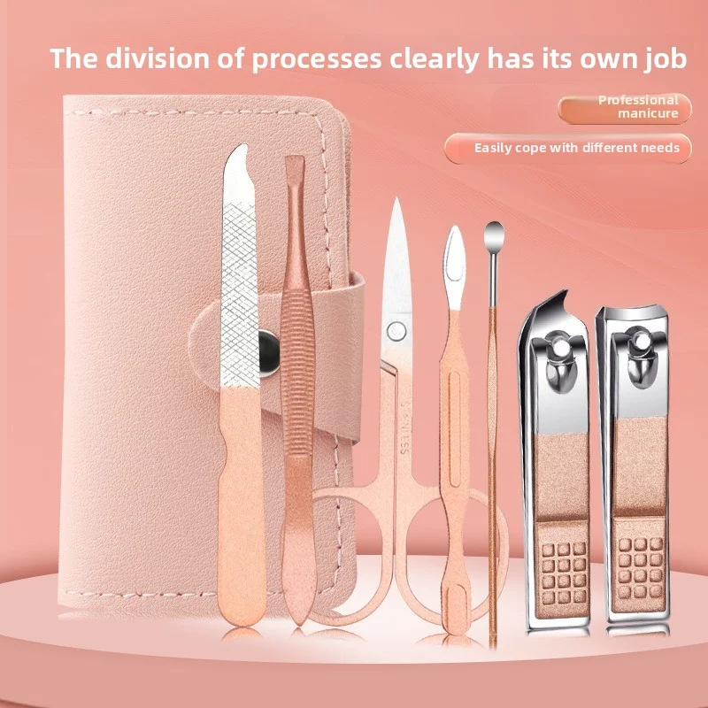Set tagliaunghie da 7 pezzi Set completo di tagliaunghie per uso domestico Strumenti per manicure e bellezza Set tagliaunghie portatile