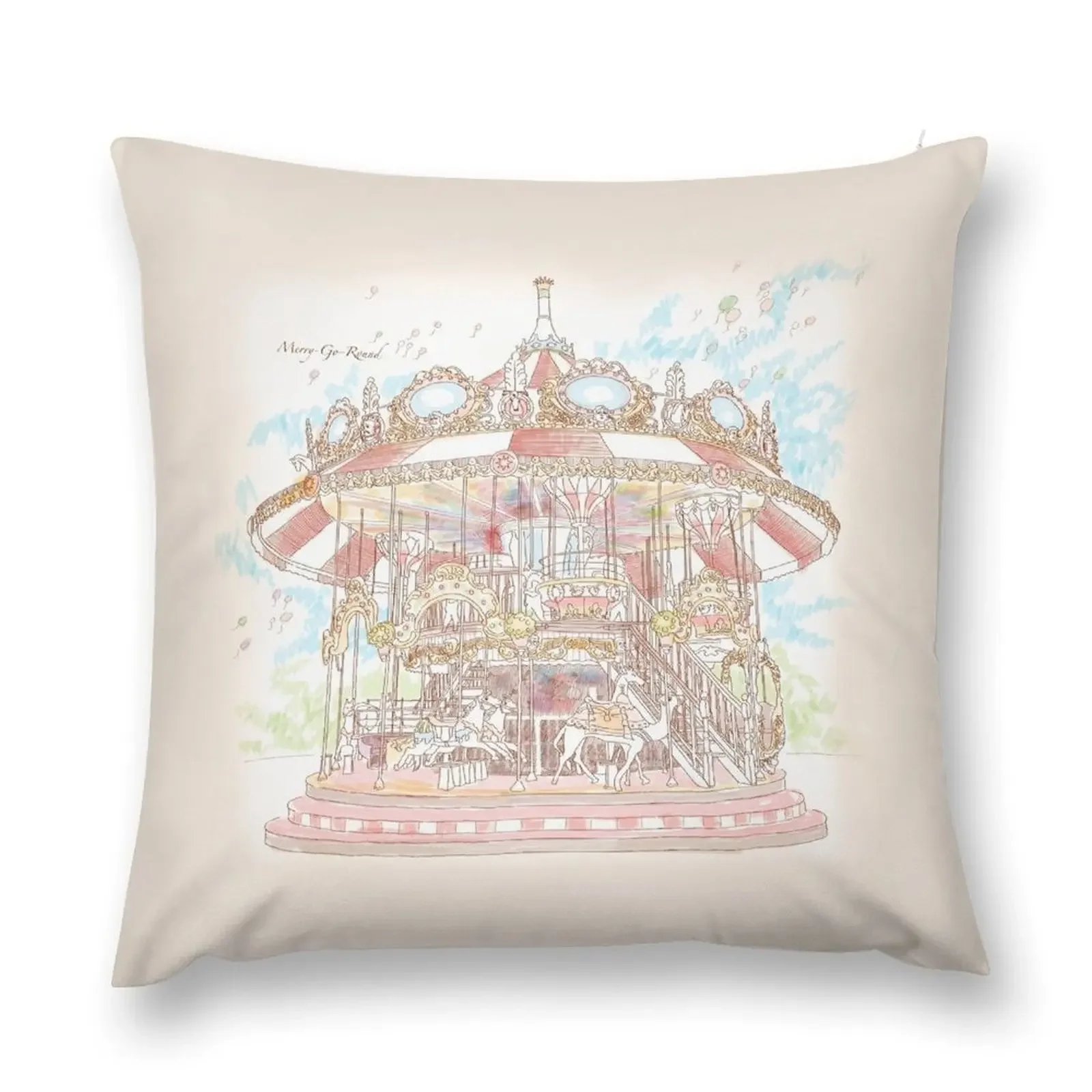 

Pastel Circus Carousel Throw Pillow Decorative Sofa Cushions Plaid Sofa pillow