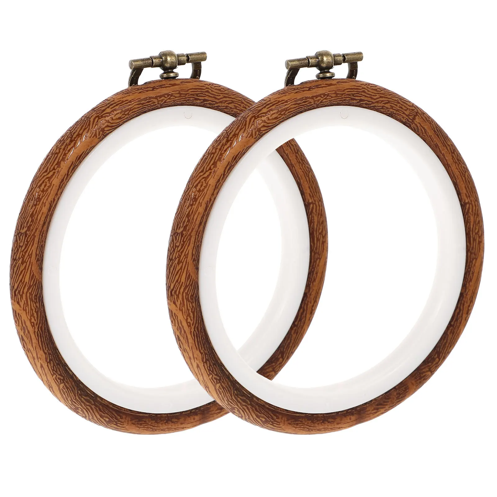 

2Pcs Embroidery Hoops Imitation Wood Plastic Circles for Needlework Cross Stitch Quilting Wall Wedding Ornament DIY Craft Tools